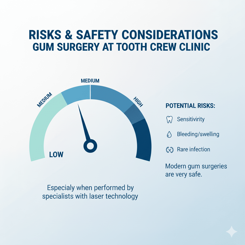  Gum surgery risk assessment with potential risks listed.