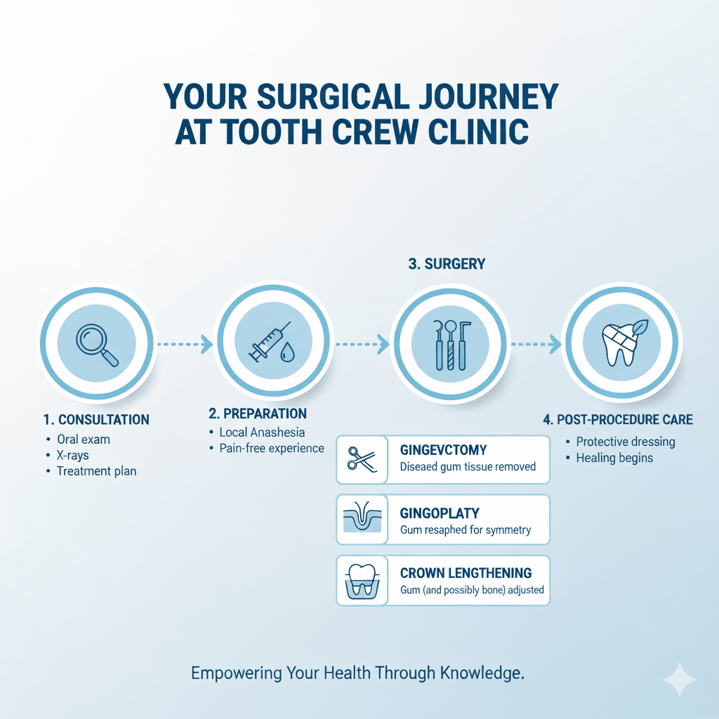  Surgical process steps at Tooth Crew Clinic outlined.