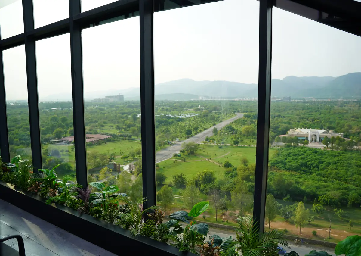 View of F-9 Park and the Margalla Hills from Tooth Crew Clinic, 9th floor of Tower 12