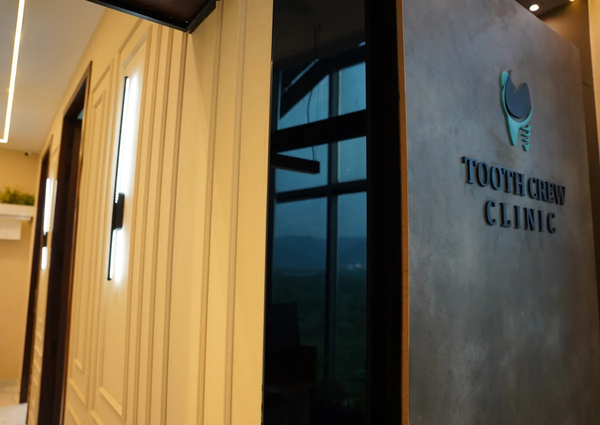 Corridor to the treatment rooms at Tooth Crew Clinic, New Blue Area, Islamabad
